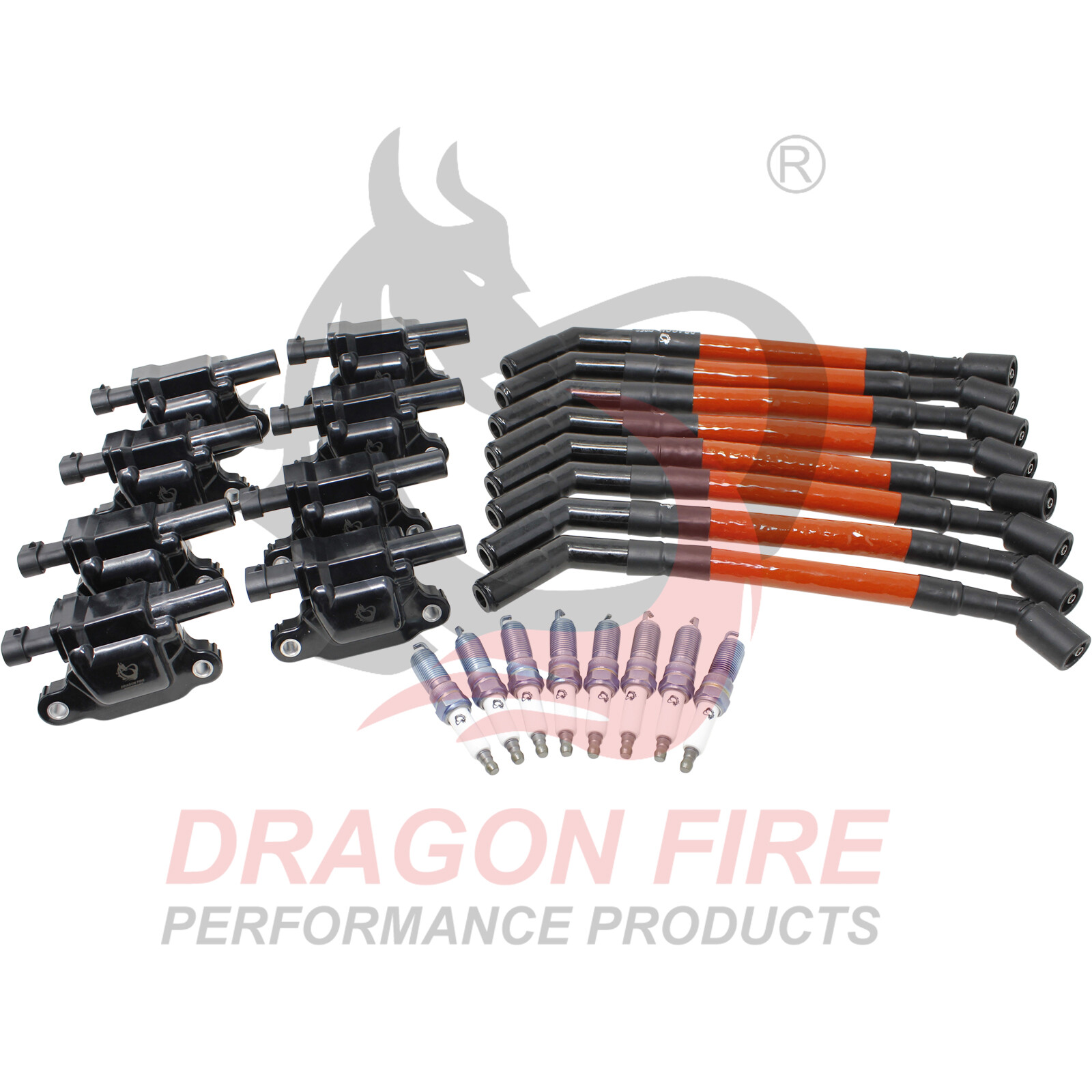 DRAGON FIRE Ignition Coils Spark Plugs 8.5mm Wires for 18-23 Camaro Corvette CTS