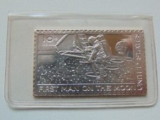 Coin Stamp USA 10 Cent First Man Un The Moon HH 999.9 Silver Polished