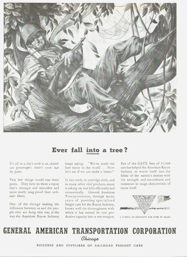 1943 WWII Airborne parachute army paratrooper PRINT AD military TRANSPORTATION