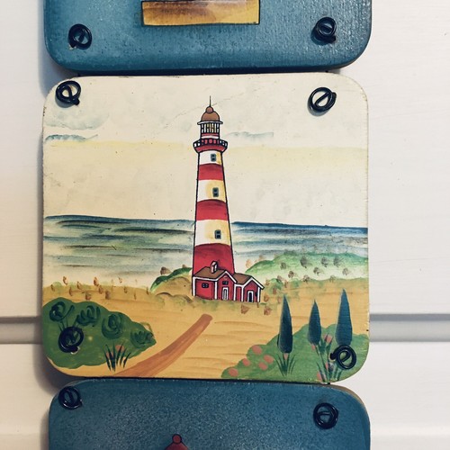 LIGHTHOUSE DECORATIVE NAUTICAL FOLK ART Vintage Wood Hanging Wall Plaque Rare! - Picture 2 of 5