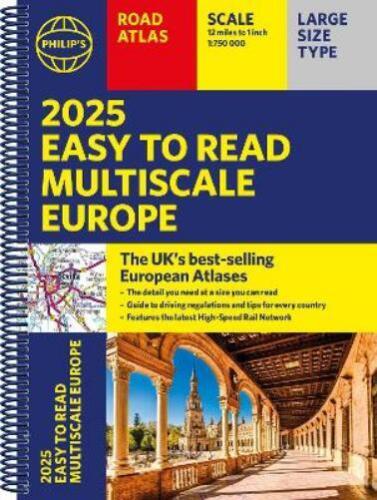 2025 Philip's Easy to Read Multiscale Road Atlas Euro (Spiral Bound) (US IMPORT) - Zdjęcie 1 z 1