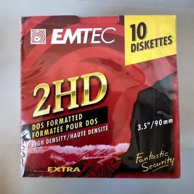 10x Floppy Disk EMTEC 2HD 3,5" DOS IBM Disk Formattati Confezione Extra Sigillata NUOVO