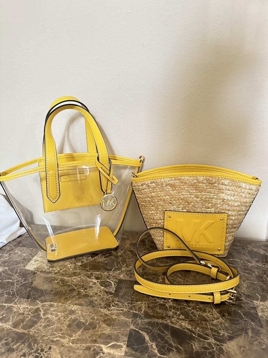 MICHAEL KORS KIMBER SMALL 2-IN-1 VINYL & STRAW CONVERTIBLE NWT
