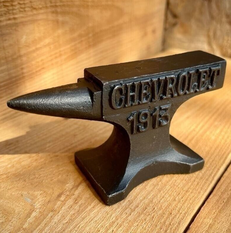 Chevrolet 1913 Cast Iron Anvil, Antique Finish, Chevy, Man Cave