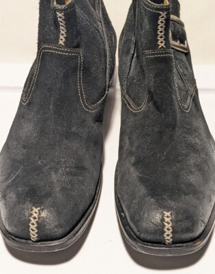 Gordon Rush BlackLeather Side Buckle Square Toe Ankle Boots  display picture 3