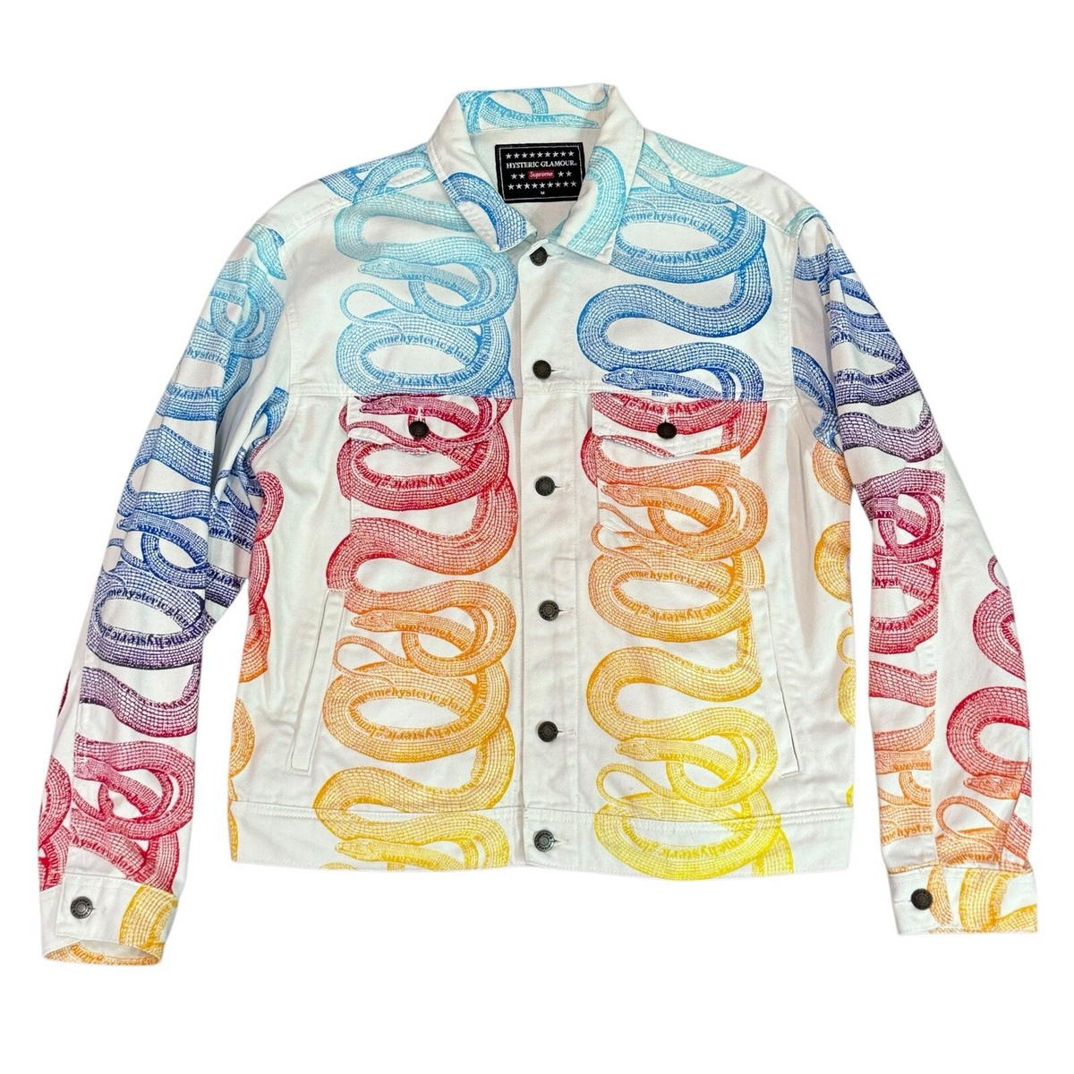 Supreme Hysteric Glamour Snake Denim White Multi Color Jacket Size 