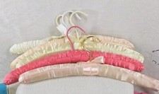 Vintage satin padded lingerie intimates hangers lot of 5 pink ivory