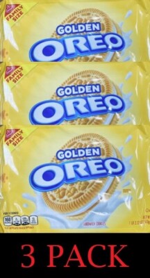 3x NABISCO GOLDEN OREO Vanilla Creme FAMILY SIZE Sandwich Cookies 1 lb 2.12 oz