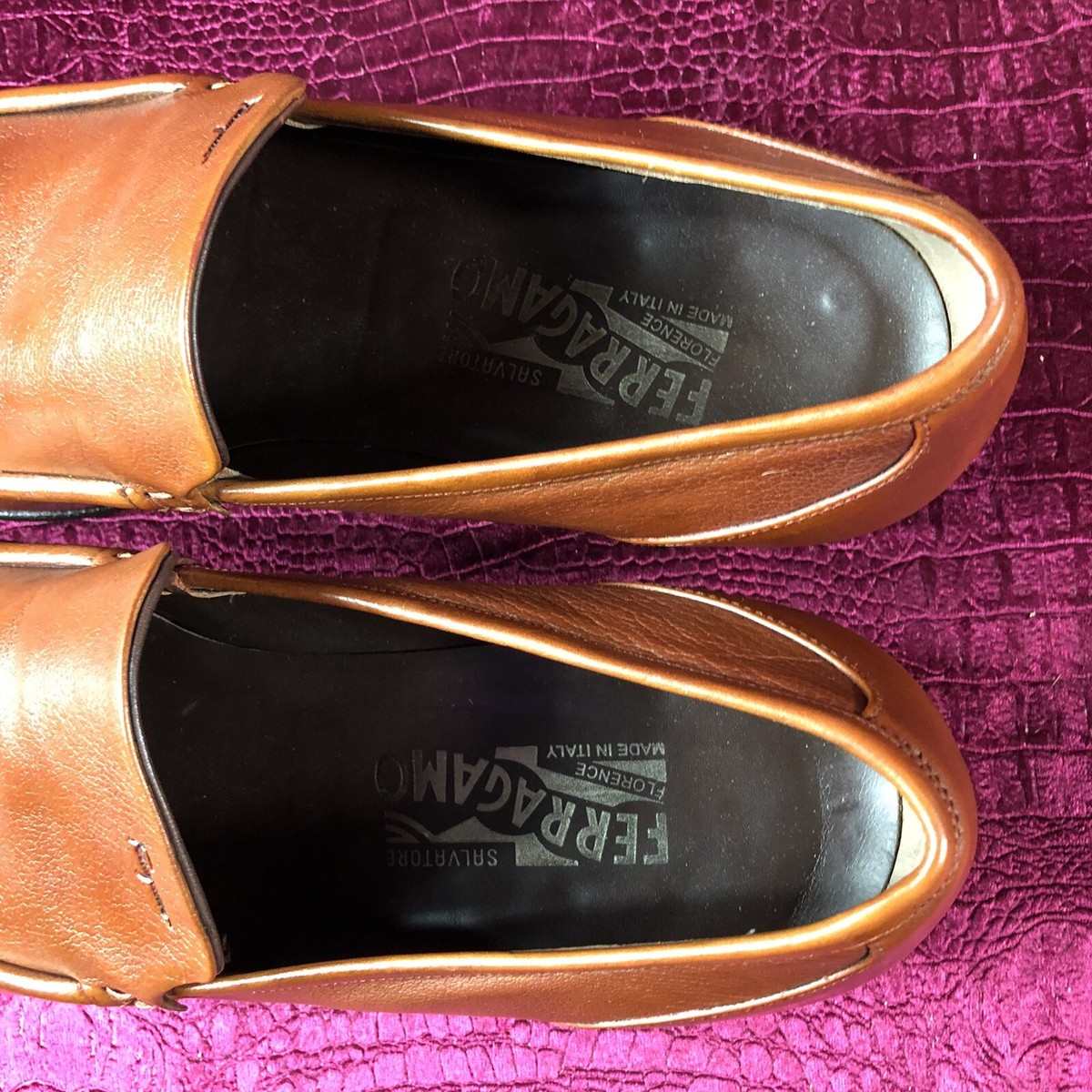 Mens Vicuña Brown Ferragamo Leather Loafers Sz 9.5 D US Made In ITALY Salvatore Ferragamo Loafer Brown Casual Shoes for Men for  main image 4