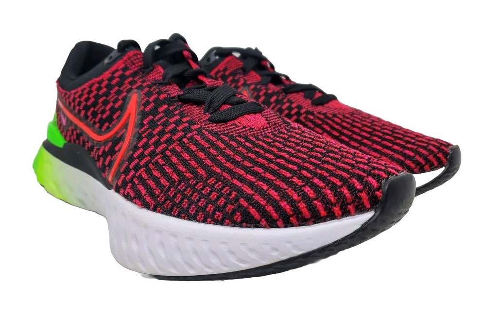 Nike React Infinity Run Flyknit 3 Men's Running Shoes US 10 EU 44 Siren Red Green Strike T443