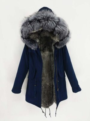 Blauer Echt Fell Winterjacke Größe S 7XL UNISEX ECHTPELZ ECHTFELL