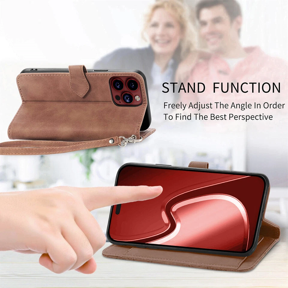 For iphone 15 Plus 14 Pro 13 12 11 Pro Max Leather Zipper Wallet Phone Case - Image 3 of 4