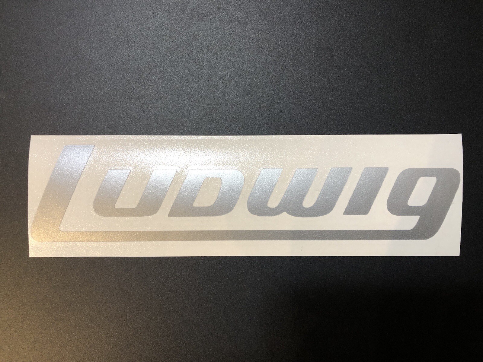 Ludwig Drum 🥁 Head Decal Silver High Quality Permanent Vinyl Made USA 2.5 X 9”