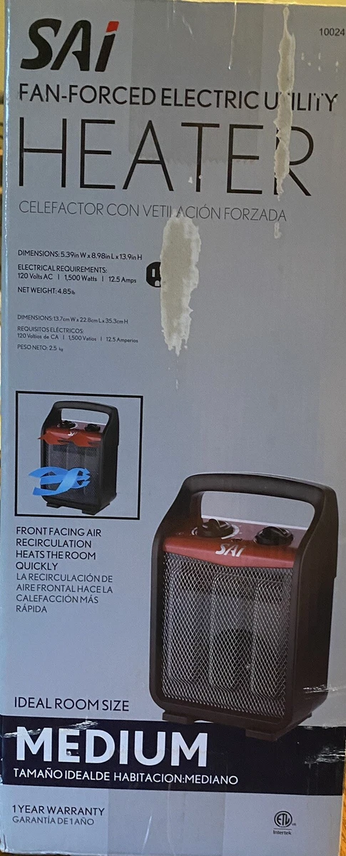SAi Fan Forced Electric Utility 1,500 -Watt Heater Adjustable Thermostat |  eBay