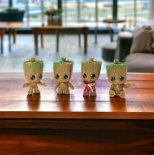 4pcs/Set Miniature Fairy Garden Sitting Groot Figurine - PVC Statue Groot