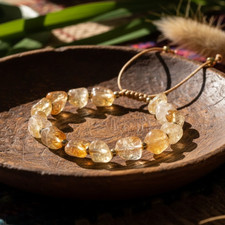 Natural Citrine Stone Bracelet Healing Crystal Women Men Bracelet Handmade Gift