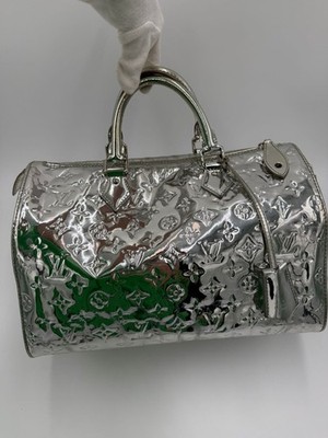 LOUIS VUITTON SPEEDY 35 SILVER MONOGRAM MIRROR VINYL LIMITED EDITION 