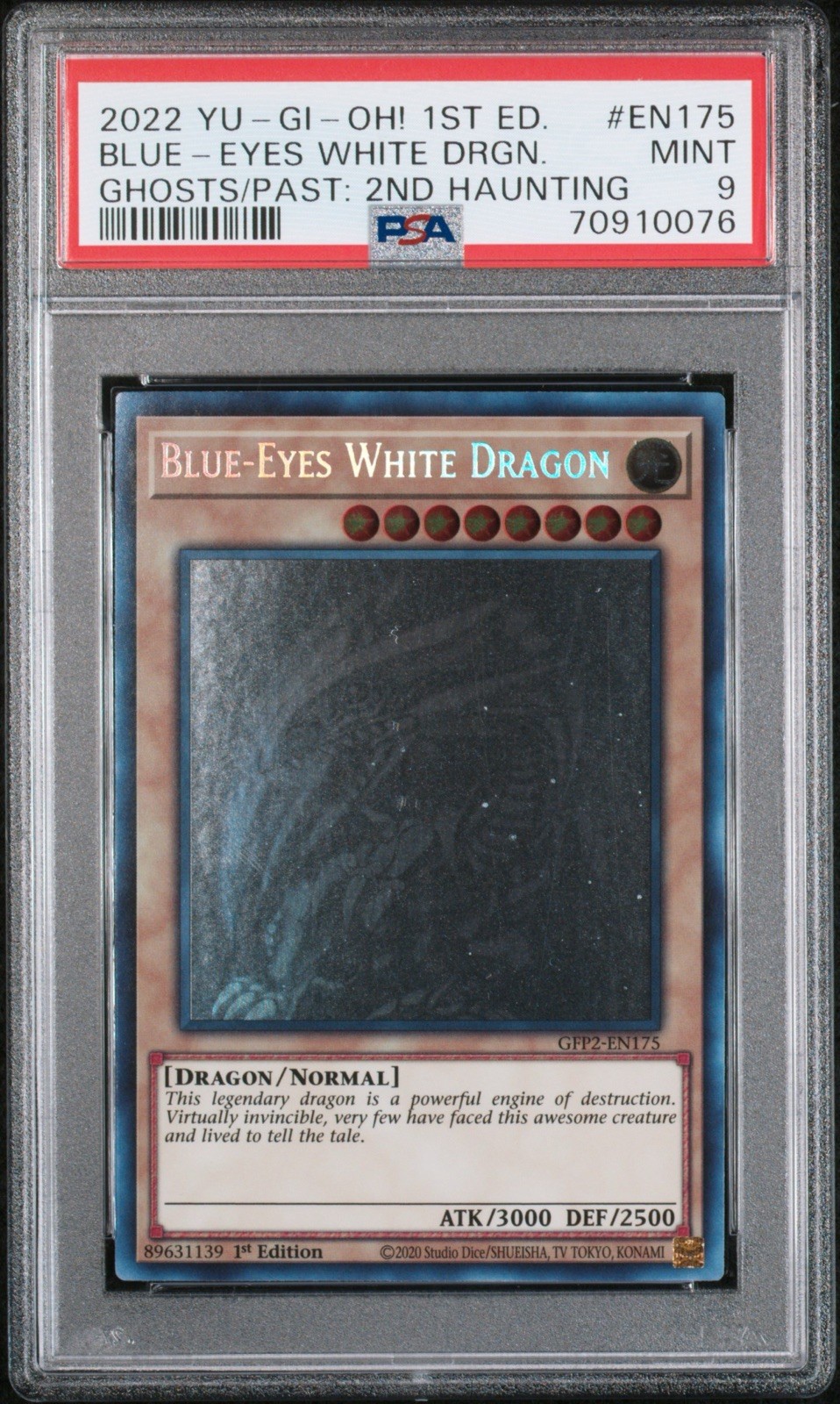 2022 Yugioh Blue-Eyes White Dragon 2nd Haunting Ghost Rare #EN175 PSA 9