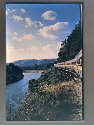 Vintage 35mm Slide - Thailand Burma Railway Bridge River Kwai Train Landscape