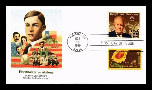 US COVER PRESIDENT DWIGHT D EISENHOWER FDC COMBO ABILENE KANSAS FLEETWOOD