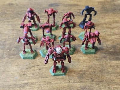 Lot Of 13 BattleTech Plastic Resin Miniatures With Hex Bases 12 Painted 1 Repeat