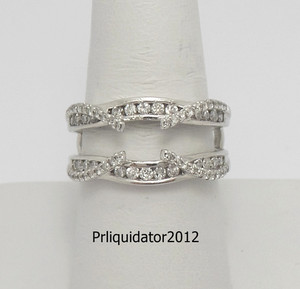 1/2CT Natural Diamond Solitaire Enhancer Wrap Insert Jacket Ring 14K White Gold