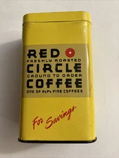 Vintage A&P Red Circle Advertising Coffee Tin Coin Bank Savings Promo Tin 1950s