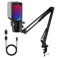 Gaming USB Microphone,Condenser Dynamic Boom Arm Mic for Podcasting,Streaming...