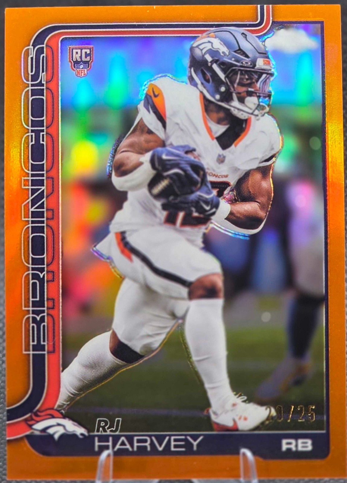 2025 Topps Chrome RJ Harvey 20/25 True Color Orange /25 Refractor #330 Broncos