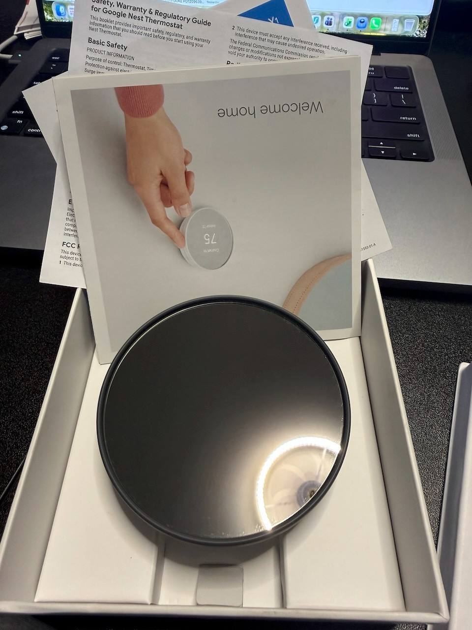 Used Google Nest Thermostat Smart Wi-Fi Thermostat Battery Gray – Mirror Display