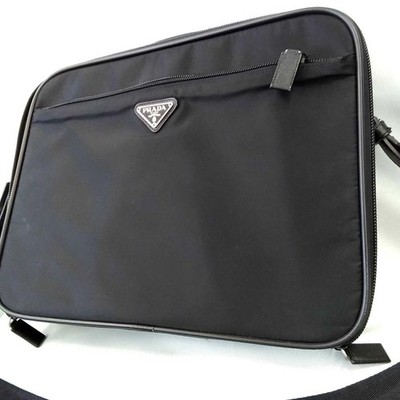 PRADA Authentic Aktentasche Businesstasche Dokumententasche Schwarz Schultert...