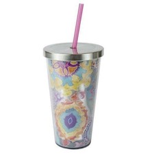 Stainless Steel 16 Oz. Tumbler with Straw, Bohemian