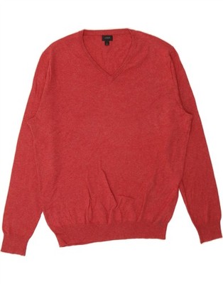 J. CREW Herren V-Neck Pullover Sweater Large Rot Baumwolle CL18