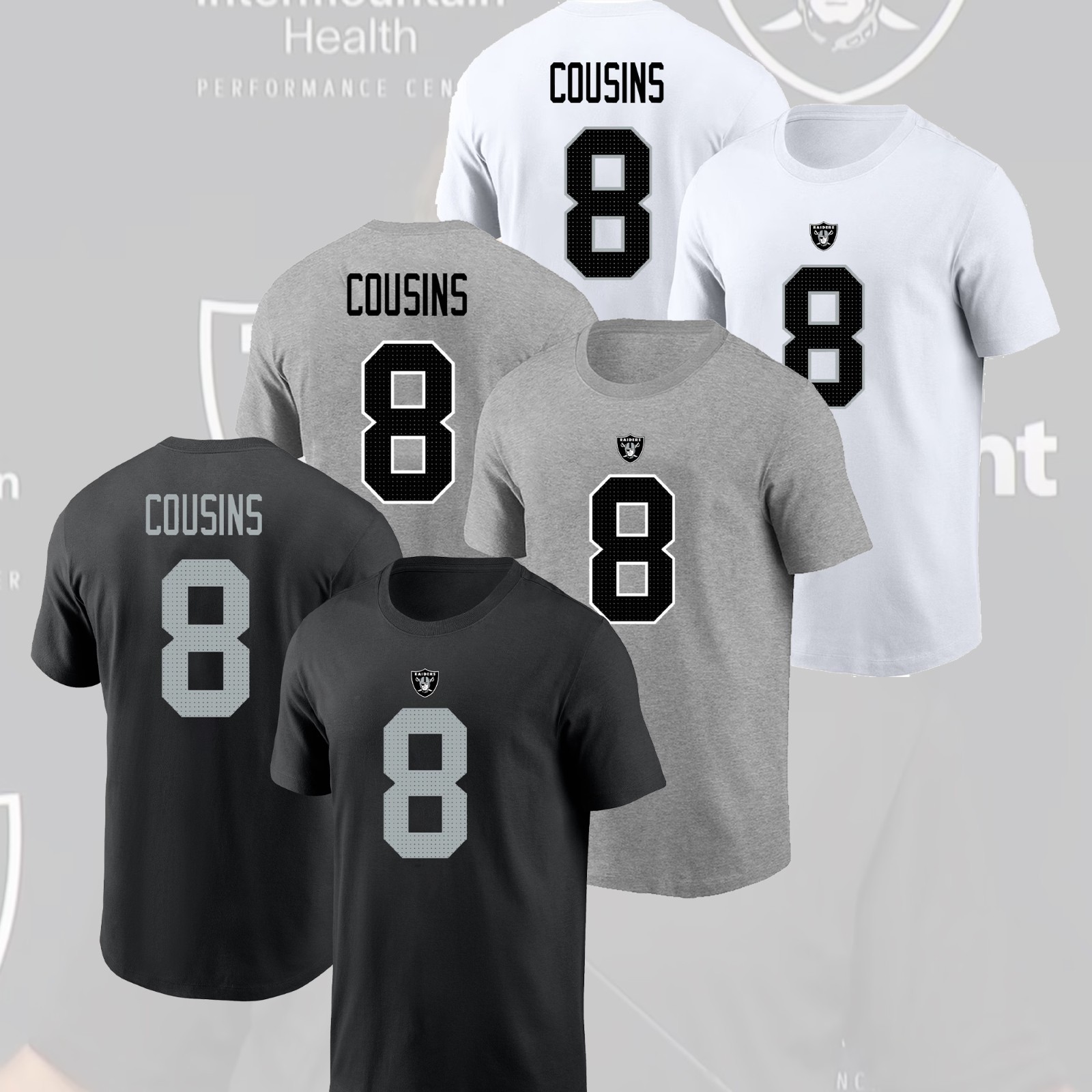 HOT ! Kirk Cousins #8 Las Vegas Team Raiders 2026 Player Name & Number Fan Look