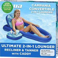 Inflatable Pool Float Lounge Extra Large Adjustable Backrest Cupholder Teal