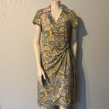 Floral Chic Wrap Dress Retro 60sMod Size 6 Midi Boho FunkyRing Detail Glamour