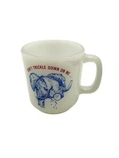 Vintage Glasbake Glass Bake Mug Milk Glass Elephant Rare Don’t  Trickle Down On