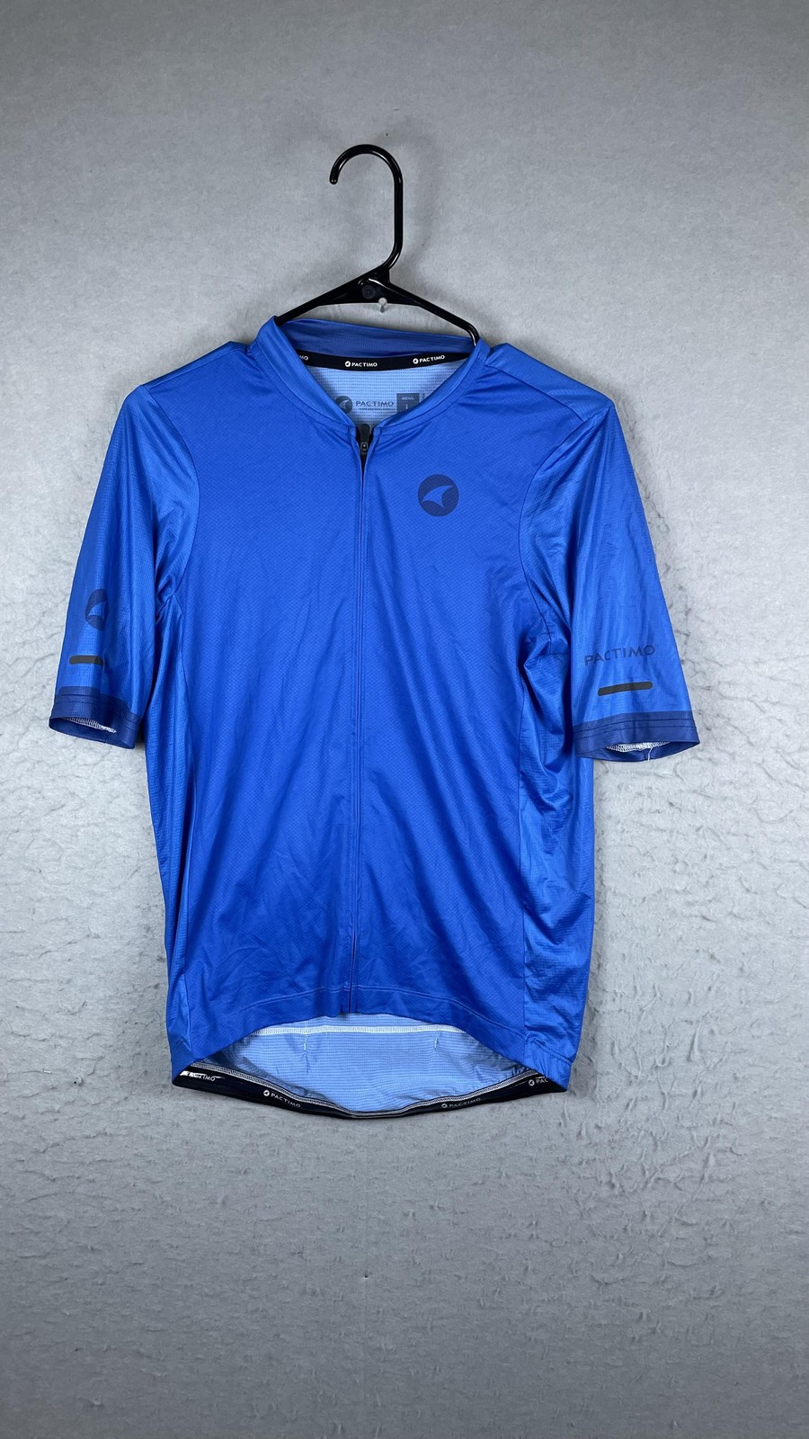 Pactimo Cycling Jersey Mens Large Blue Full Zip Short Sleeve