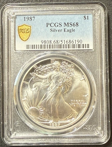 1987 $1 American Silver Eagle ASE PCGS Gold Label MS68 Stack American Silver!!