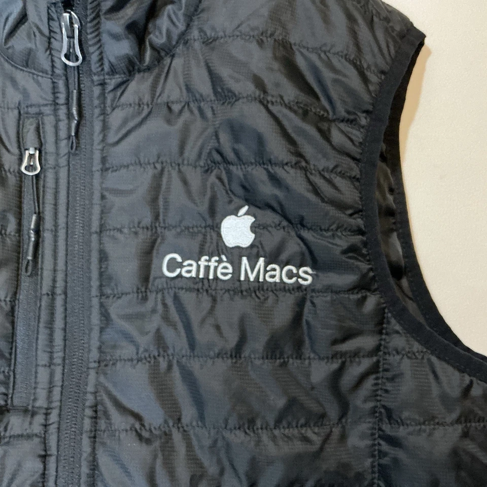 Apple Computer Employee Caffe Macs Logo Puffer Vest Black Sz S - Image 2 of 4