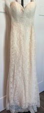 Casablanca Bridal Ivory Gown Size 6 Lace Strapless Sweetheart Gown Train Sheath