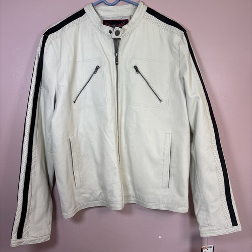 STREET LEGAL WHITE LEATHER JACKET SIZE XL NEW WITH TAGS