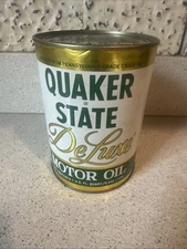Vintage Quaker State De Luxe 10W-40 HD Motor Oil Can Full (A)