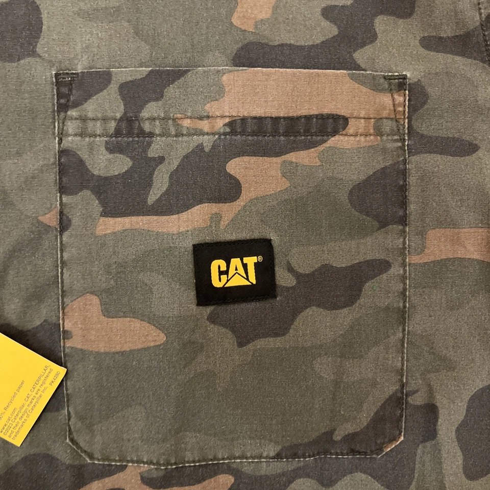 NWT Caterpillar Mens Medium Camo Button-Up Relaxed Fit Collared Shirt Camouflage - Image 3 of 4