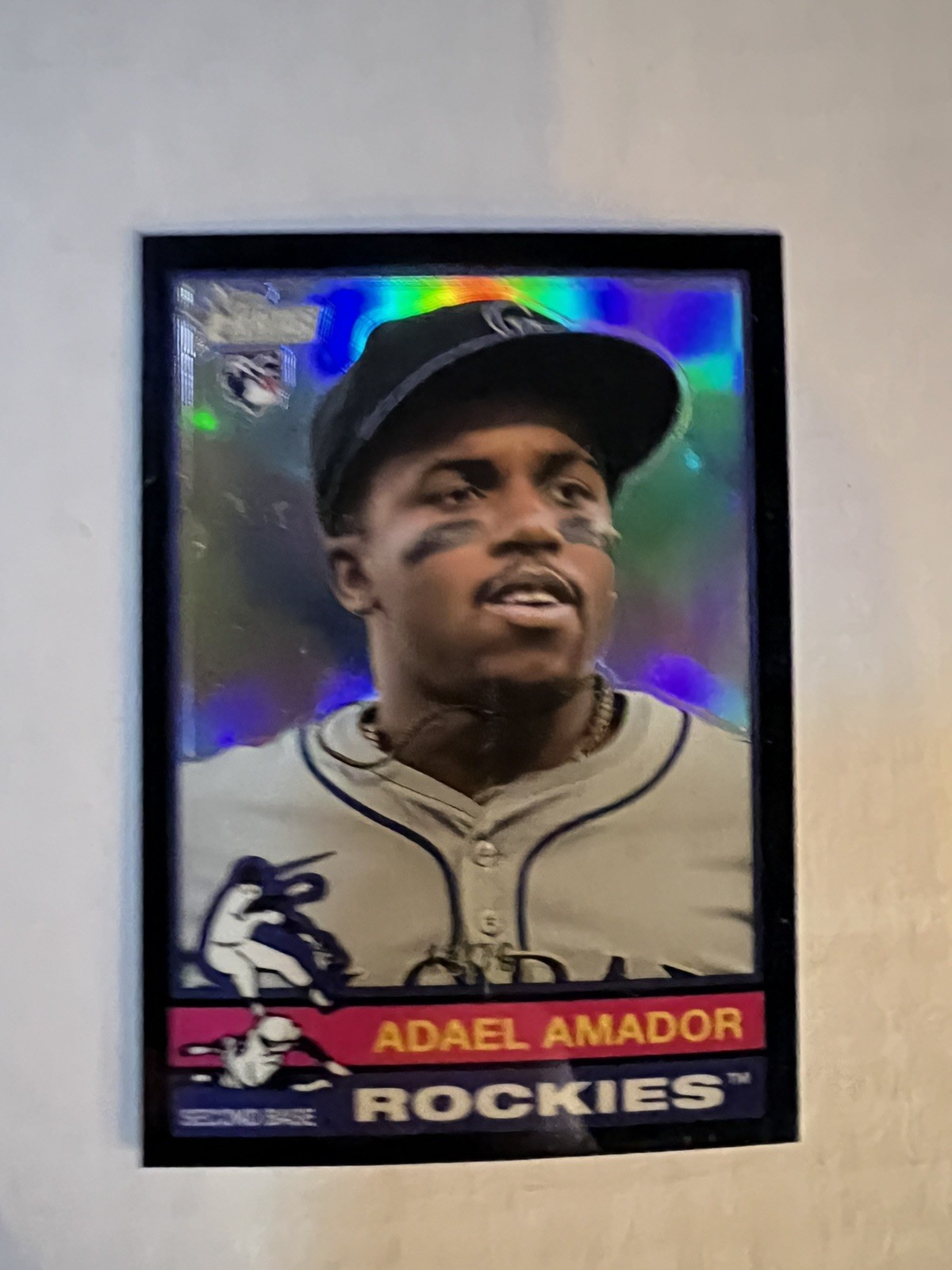Adael Amador 2025 Topps Heritage - #61 Chrome (RC) Black Border /76 Refractor