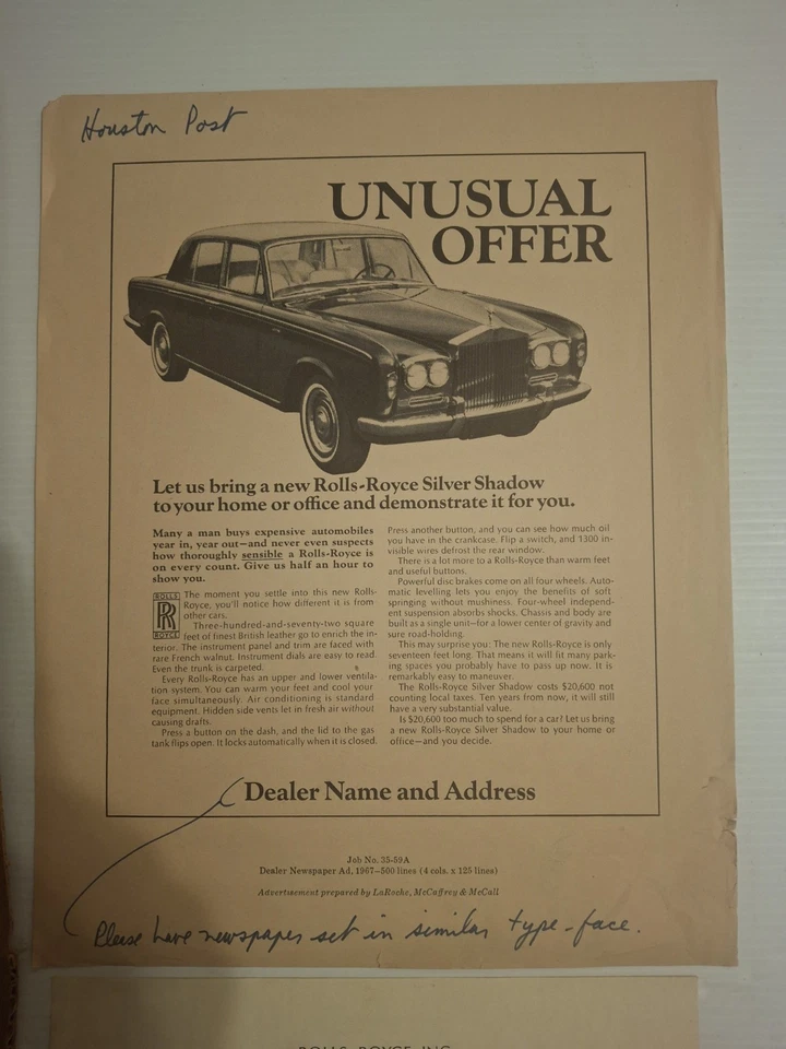 劳斯莱斯广告套件带银影板 * 罕见 * 签名 — 第 4/4 张图片