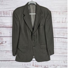 Oscar de la Renta Wool Tweed Blazer Mens 42R Brown Olive Hue Sport Coat Business