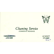 Cleaning Service , Norma Brown , Liz Wyatt ,Vintage Business Card SF3-B9