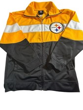 Youth NFL Pittsburgh Steelers black and yellow Collar jacket/zip Up Sz M 10-12