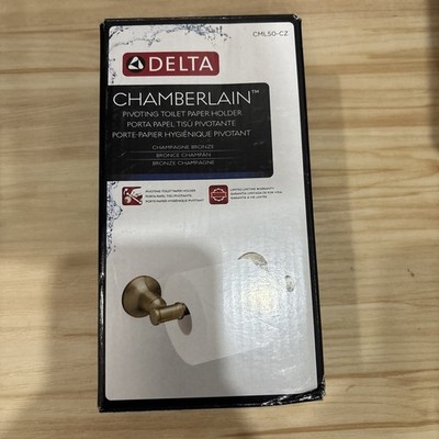 Delta Chamberlain Pivot Arm Toilet Paper Holder Bath Hardware, Champagne Bronze